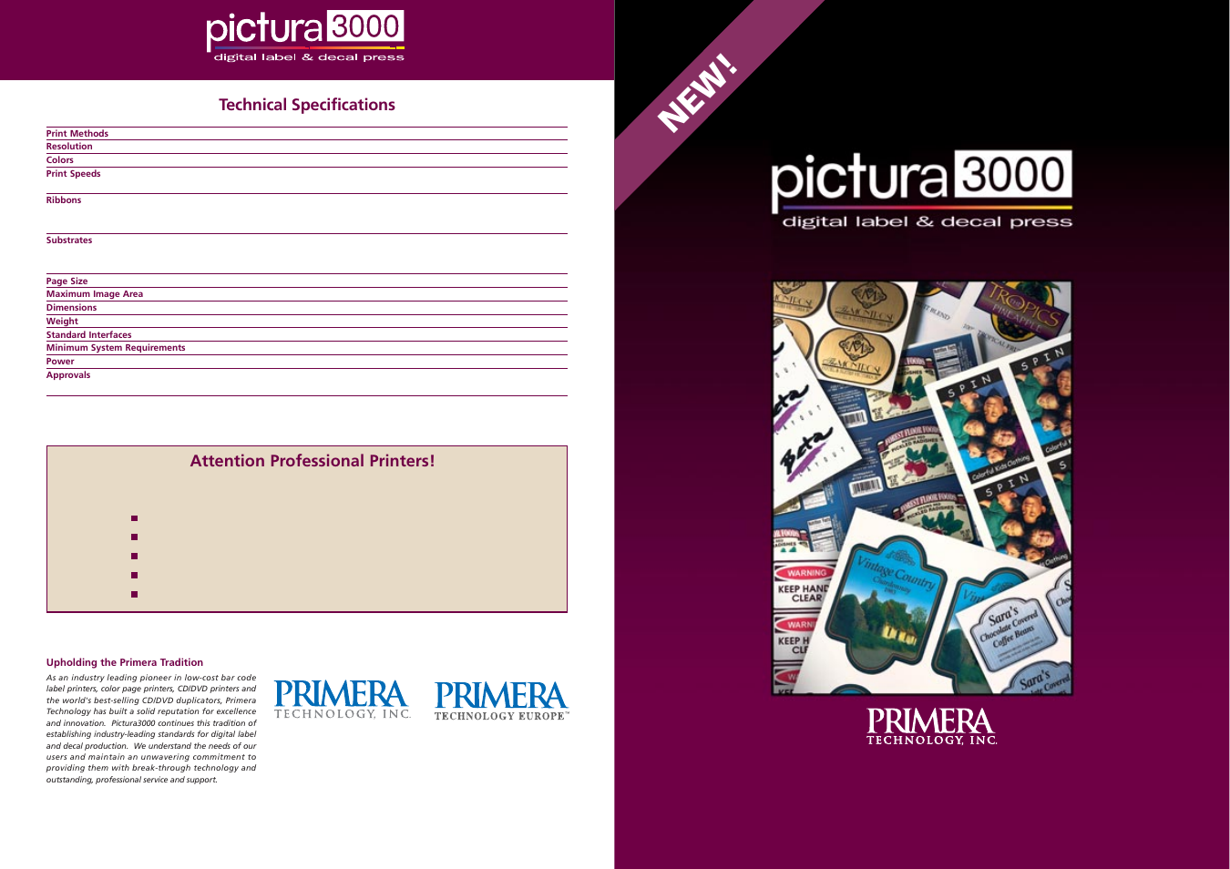 Primera Technology Pictura 3000 User Manual | 2 pages
