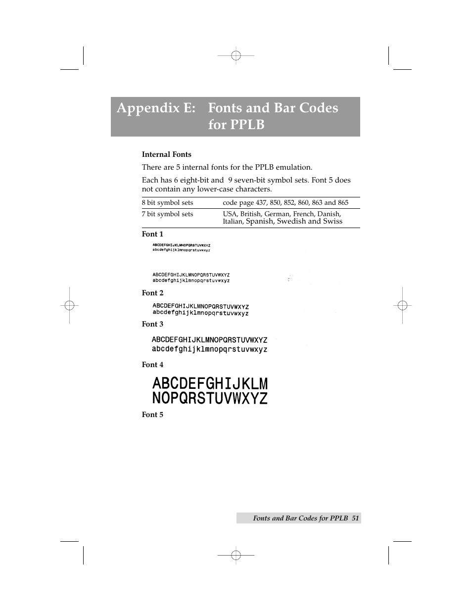 Appendix e: fonts and bar codes for pplb | Primera Technology Cyclone C-1000 User Manual | Page 55 / 66