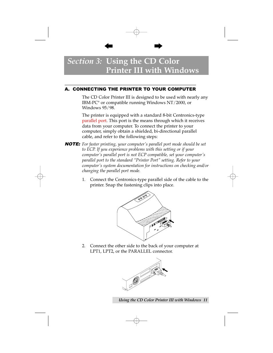 A. connecting the printer to your computer | Primera Technology 000424-510171-(05) User Manual | Page 21 / 68