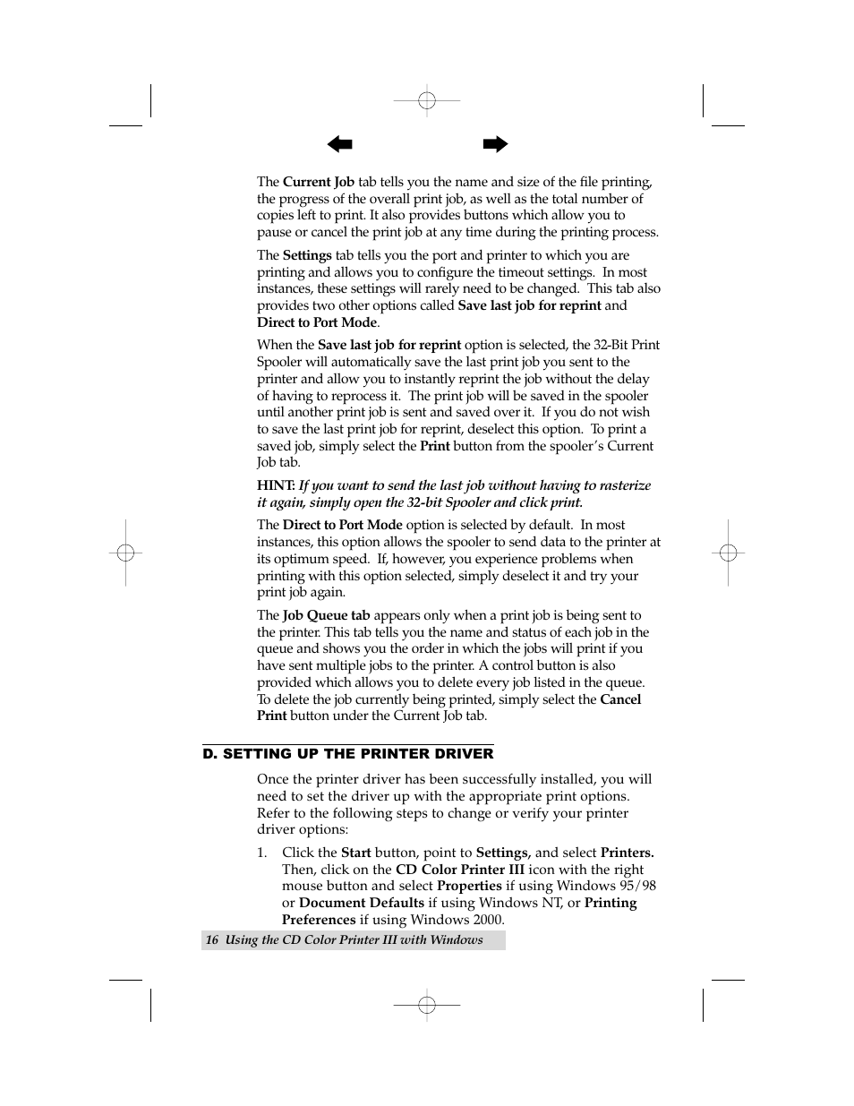 D. setting up the printer driver | Primera Technology 000424-510171-(05) User Manual | Page 26 / 68