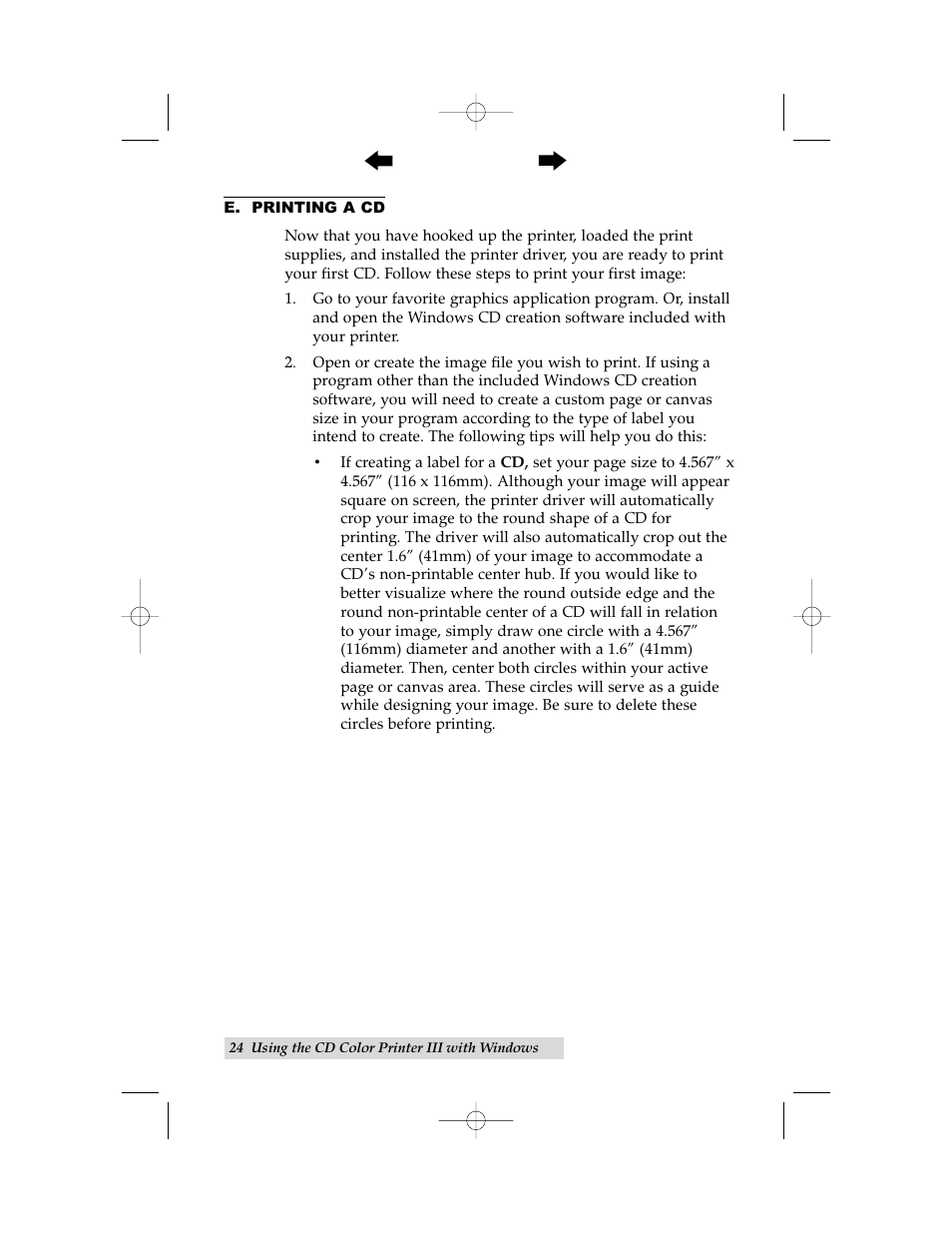E. printing a cd | Primera Technology 000424-510171-(05) User Manual | Page 34 / 68