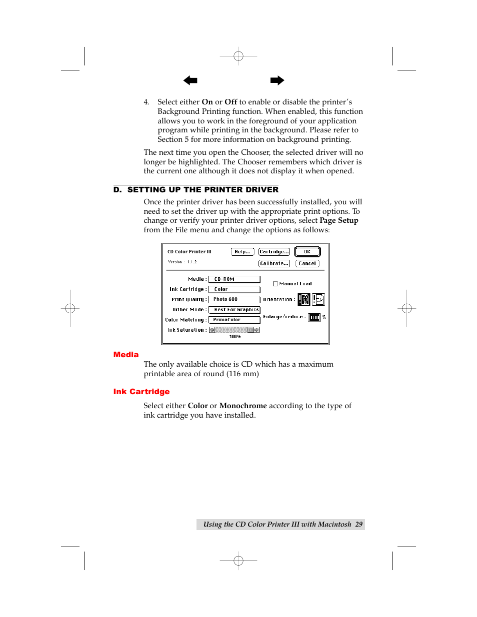 D. setting up the printer driver | Primera Technology 000424-510171-(05) User Manual | Page 39 / 68
