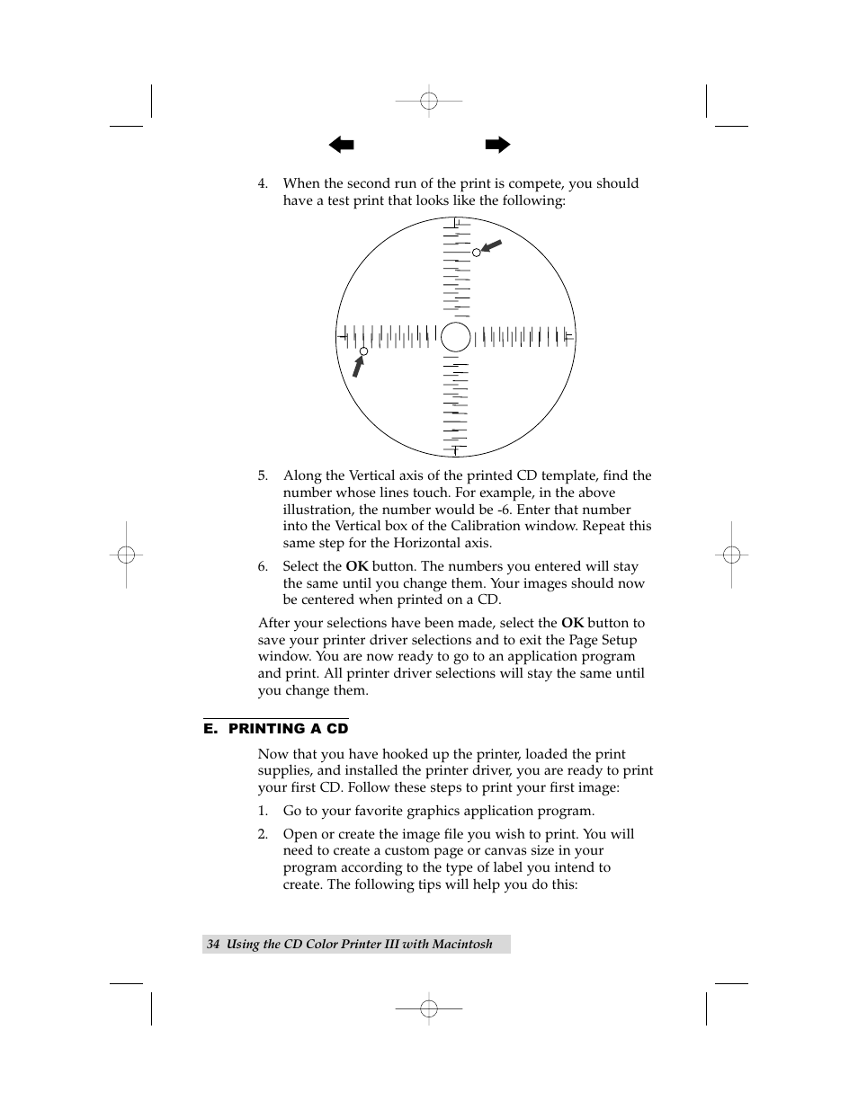 E. printing a cd, 34 using the cd color printer iii with macintosh | Primera Technology 000424-510171-(05) User Manual | Page 44 / 68