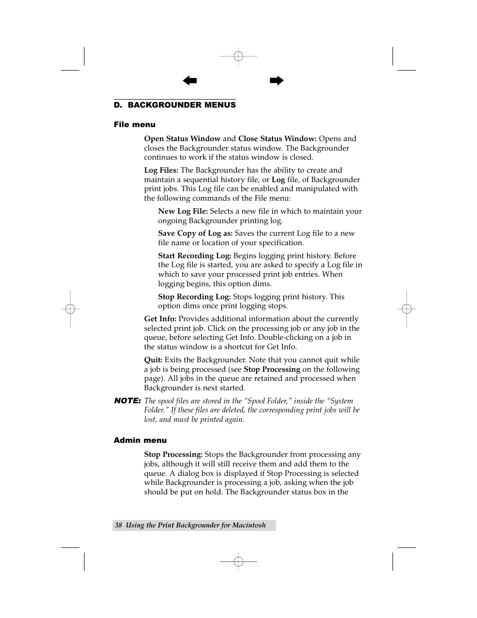 D. backgrounder menus | Primera Technology 000424-510171-(05) User Manual | Page 48 / 68