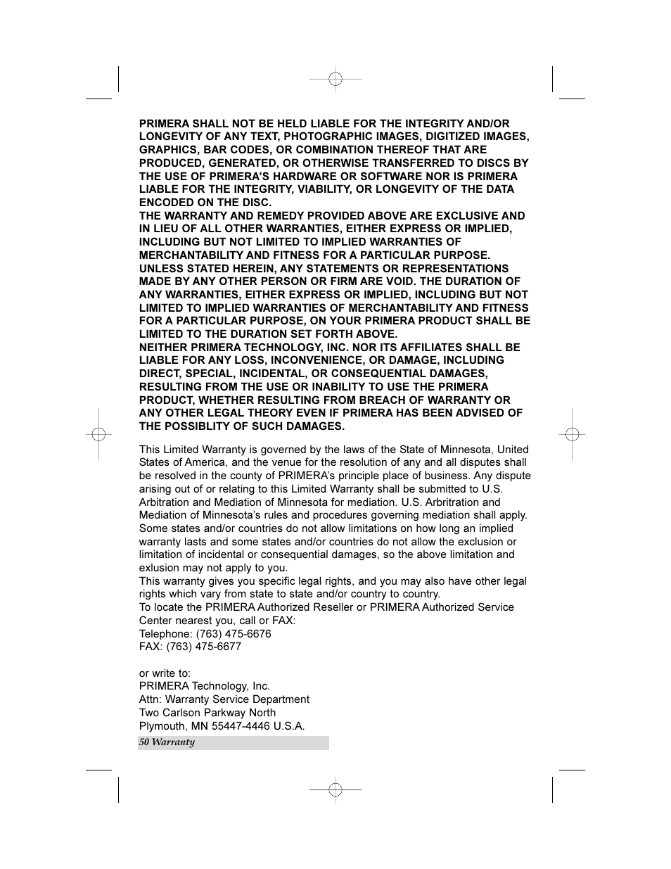 Primera Technology 000424-510171-(05) User Manual | Page 60 / 68