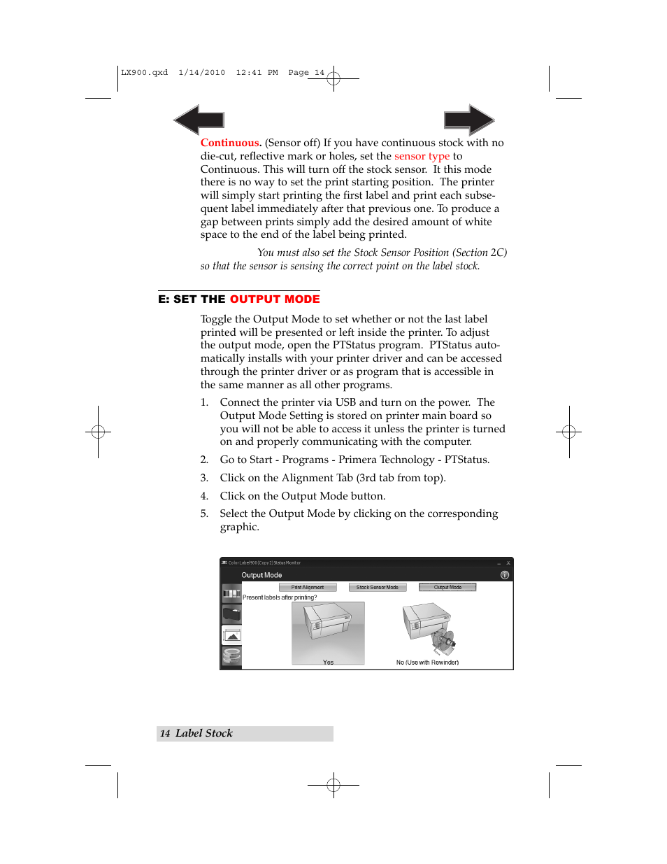 E. set the output mode | Primera Technology LX900 User Manual | Page 18 / 62