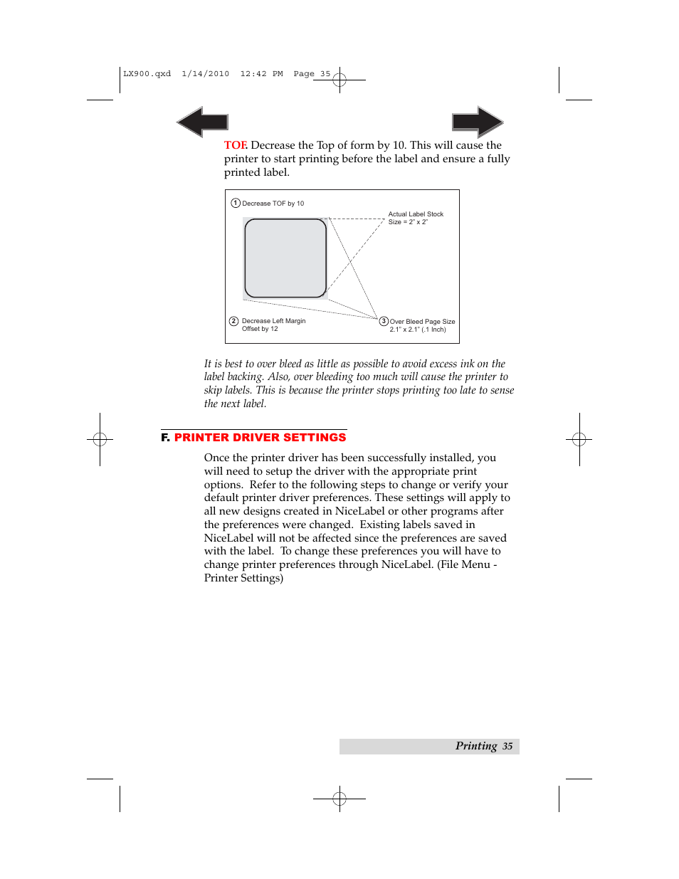 F. printer driver settings | Primera Technology LX900 User Manual | Page 39 / 62