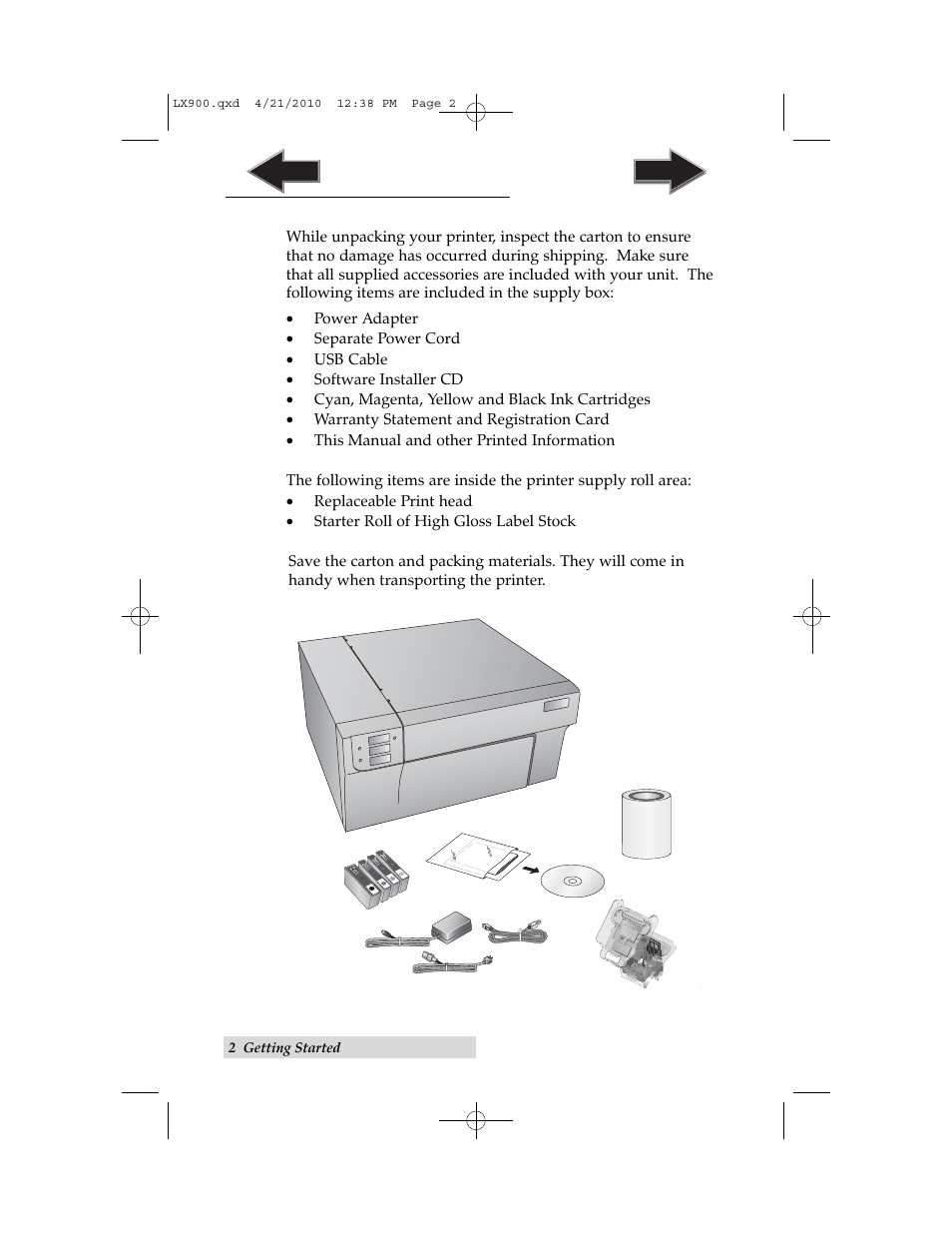 B. unpacking and inspection | Primera Technology LX900 User Manual | Page 6 / 62