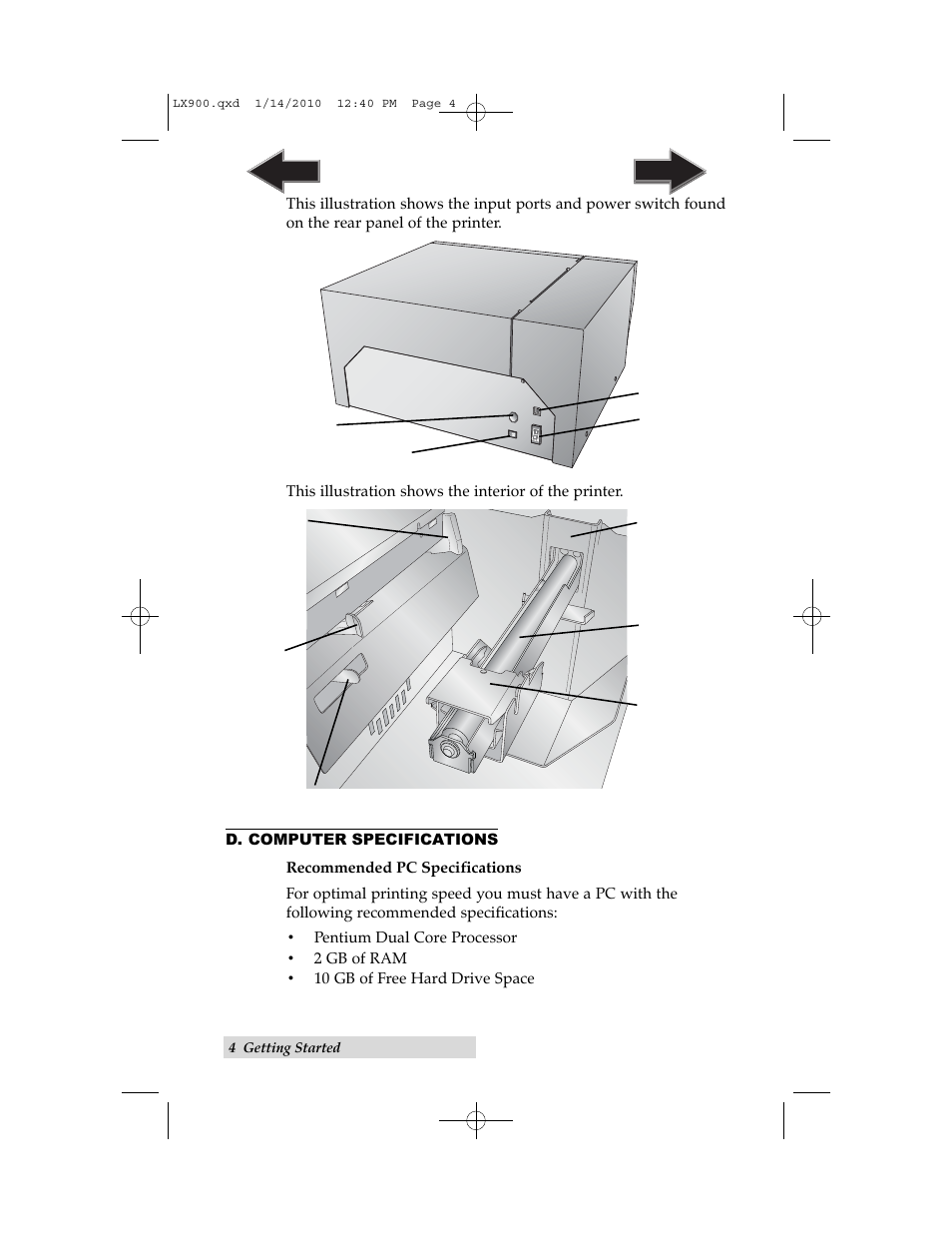 D. computer specifications | Primera Technology LX900 User Manual | Page 8 / 62