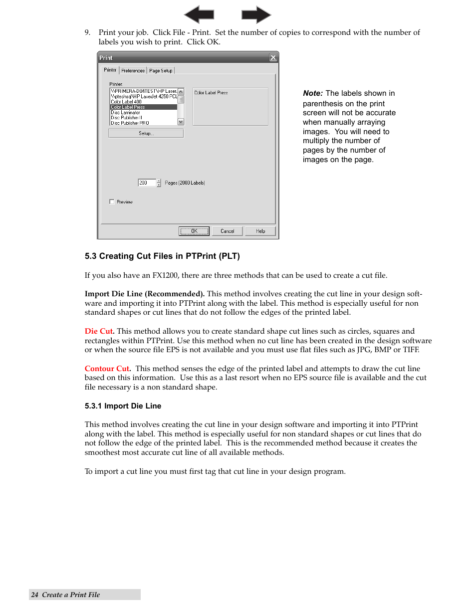 3 creating cut files in ptprint (plt), 1 import die line | Primera Technology CX1200 User Manual | Page 28 / 64