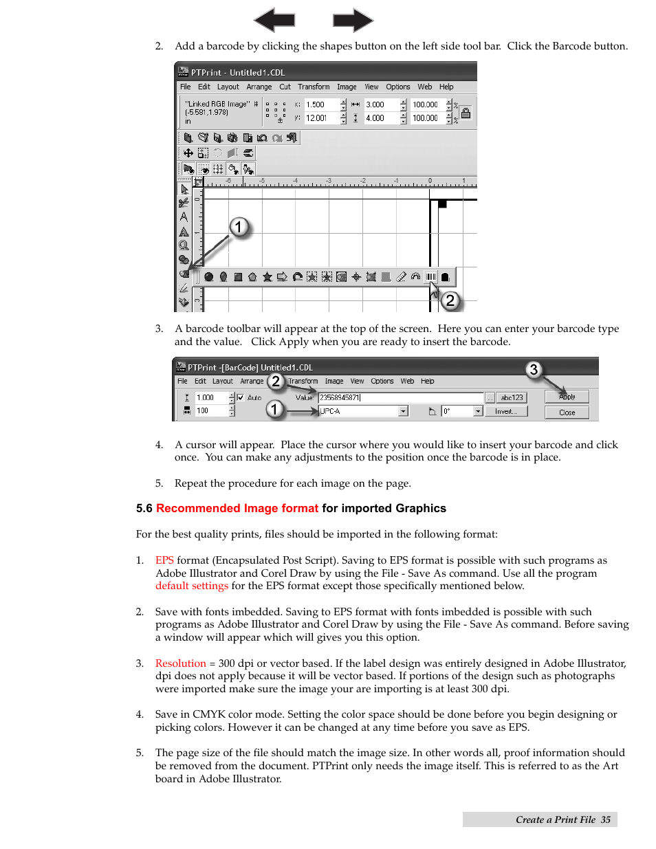 6 recommended image format for imported graphics | Primera Technology CX1200 User Manual | Page 39 / 64
