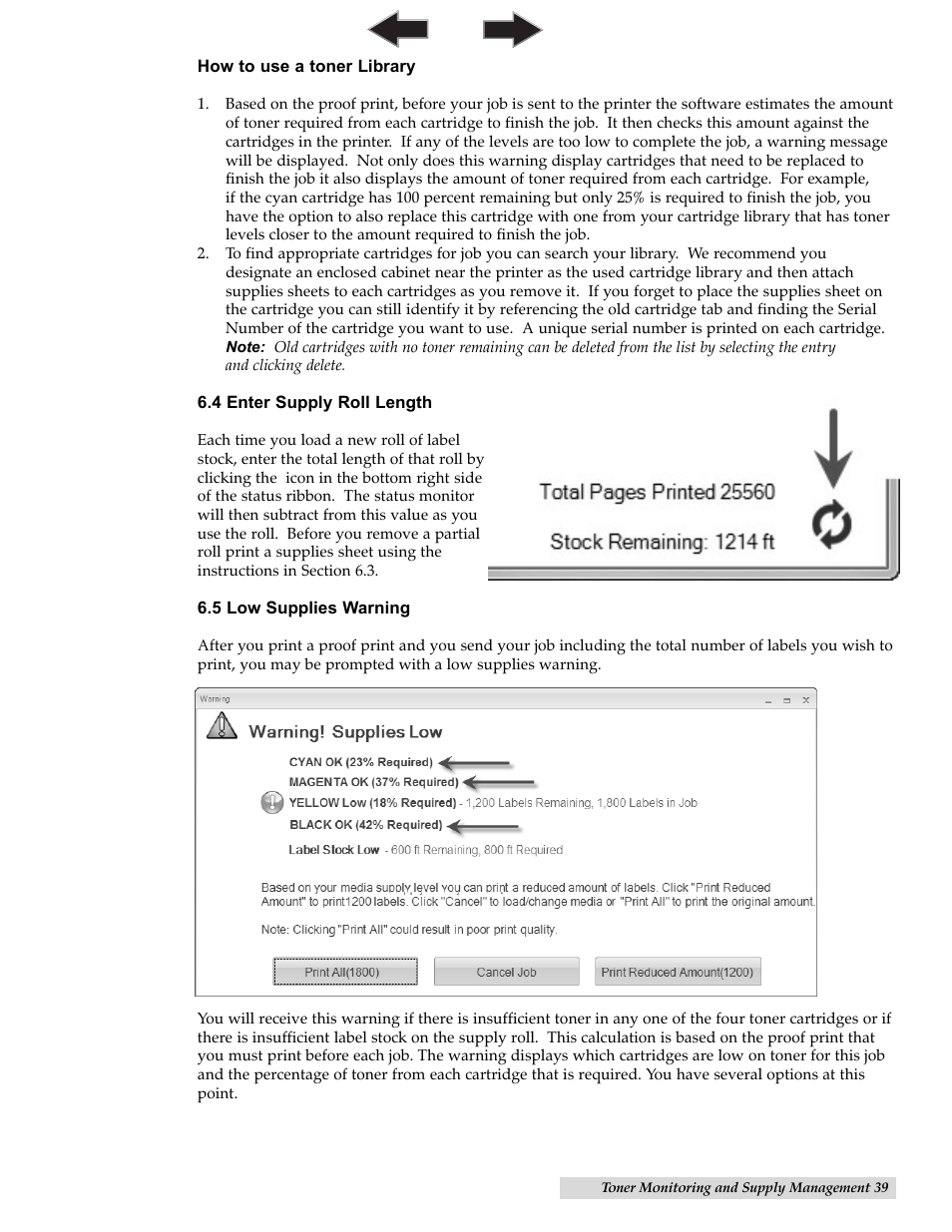 4 enter supply roll length, 5 low supplies warning | Primera Technology CX1200 User Manual | Page 43 / 64