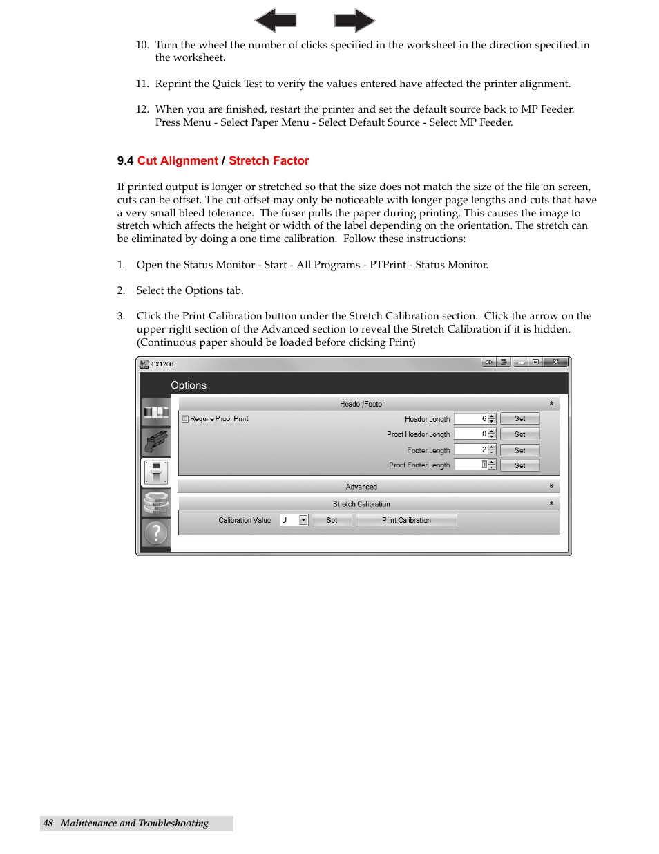 4 cut alignment/stretch factor | Primera Technology CX1200 User Manual | Page 52 / 64