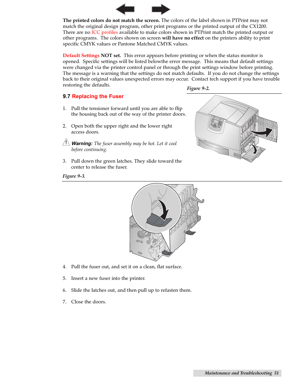 7 replacing the fuser | Primera Technology CX1200 User Manual | Page 55 / 64