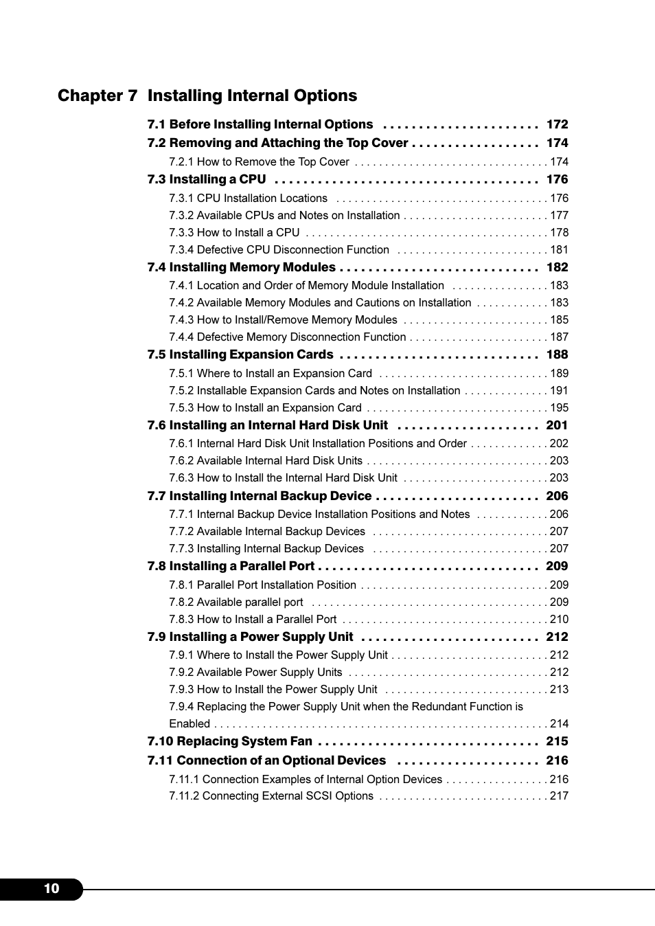 Chapter 7 installing internal options | Primera Technology Fujitsu Tape Drive RX300 S2 User Manual | Page 10 / 311