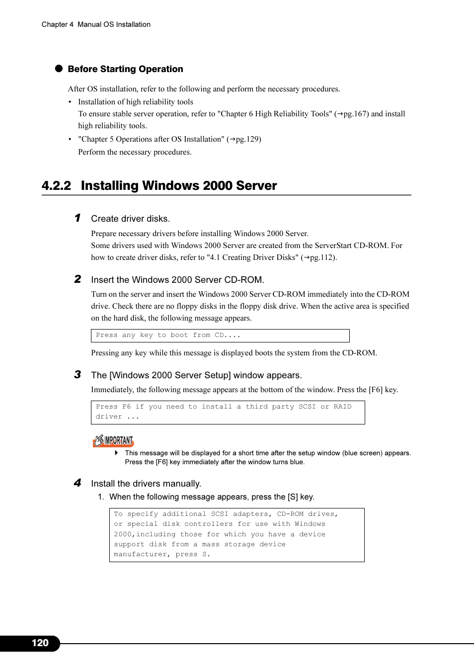 2 installing windows 2000 server | Primera Technology Fujitsu Tape Drive RX300 S2 User Manual | Page 120 / 311