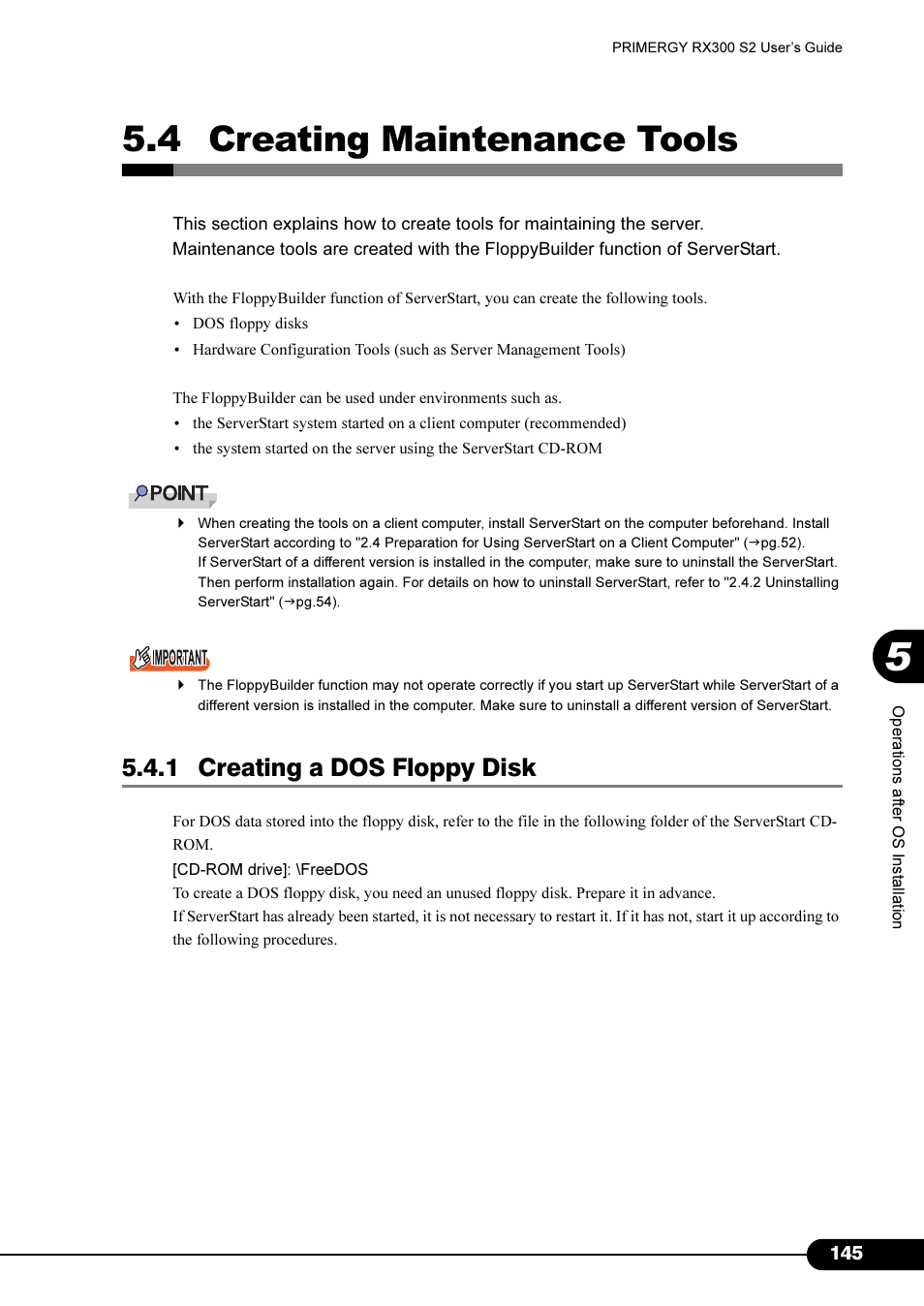 4 creating maintenance tools, 1 creating a dos floppy disk | Primera Technology Fujitsu Tape Drive RX300 S2 User Manual | Page 145 / 311