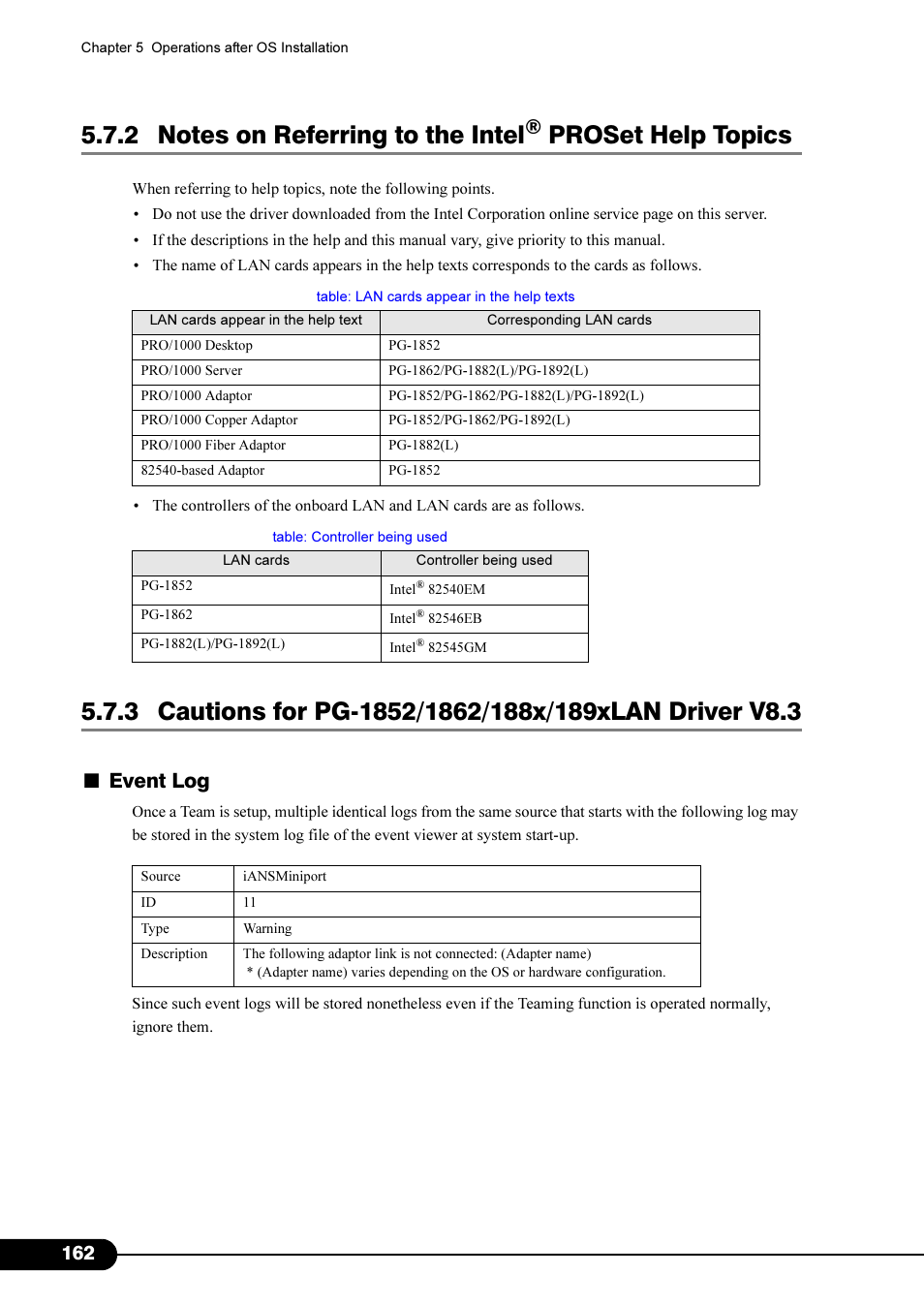Proset help topics, Event log | Primera Technology Fujitsu Tape Drive RX300 S2 User Manual | Page 162 / 311