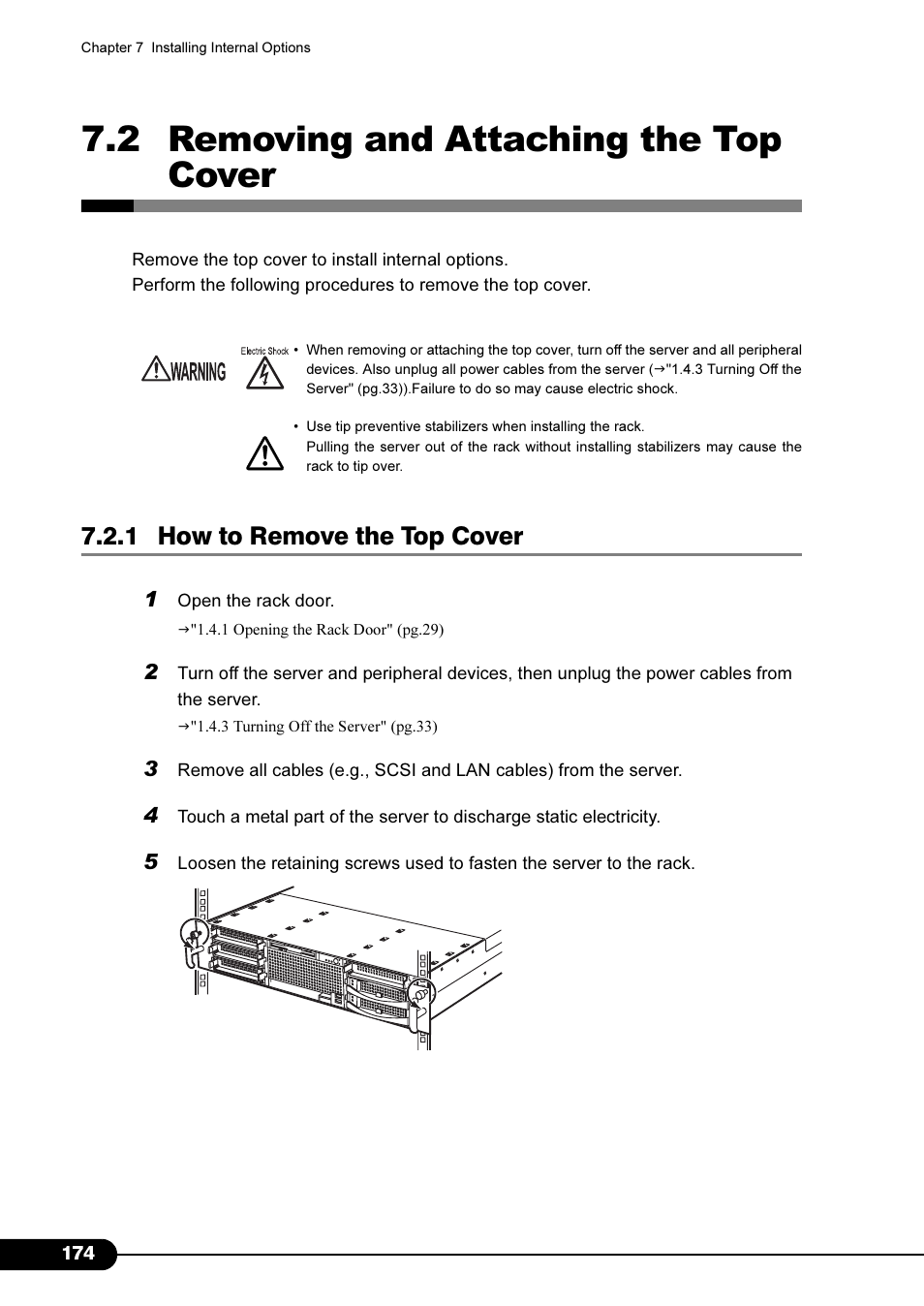 2 removing and attaching the top cover, 1 how to remove the top cover | Primera Technology Fujitsu Tape Drive RX300 S2 User Manual | Page 174 / 311