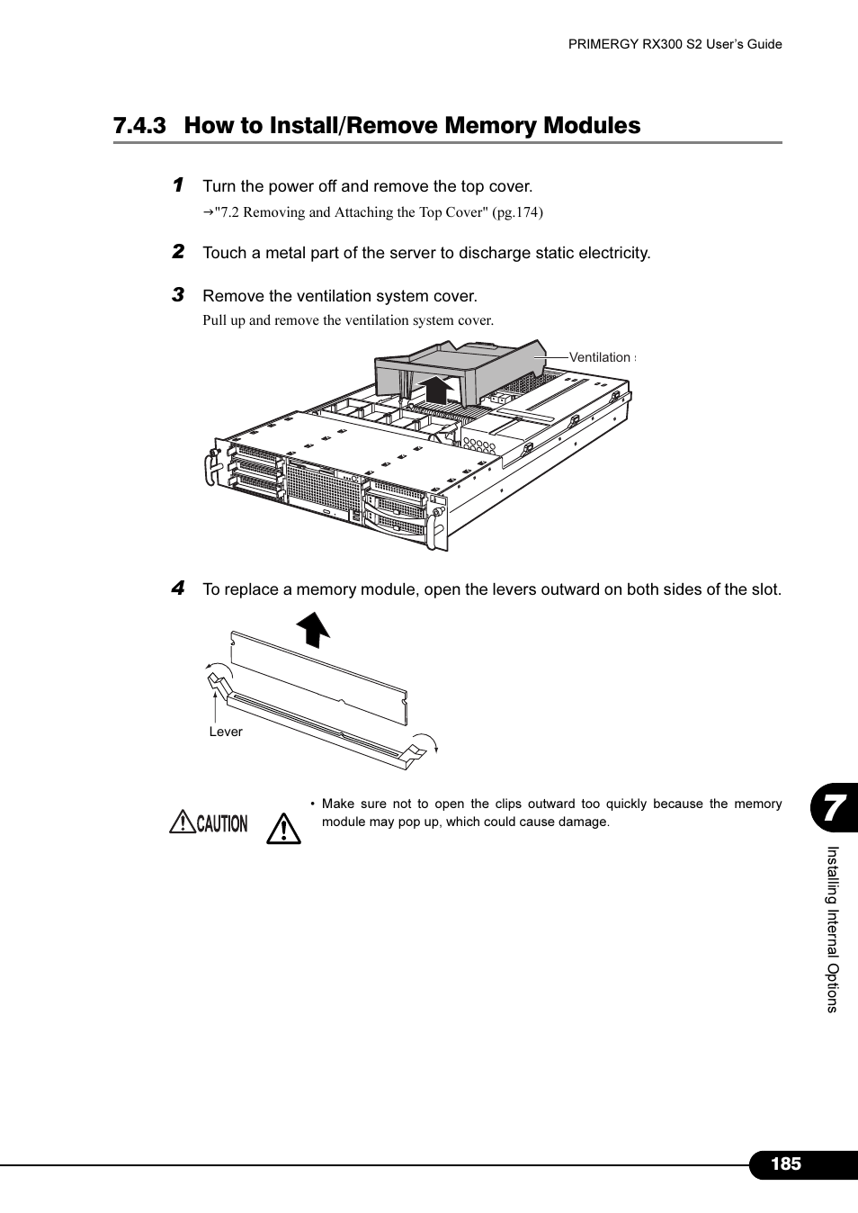 3 how to install/remove memory modules | Primera Technology Fujitsu Tape Drive RX300 S2 User Manual | Page 185 / 311