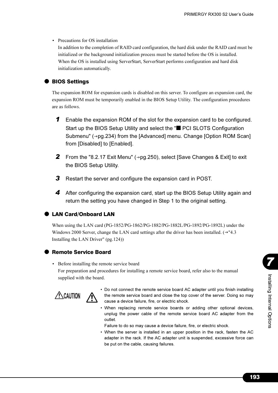 R to, Remote service board" ( pg.193) in | Primera Technology Fujitsu Tape Drive RX300 S2 User Manual | Page 193 / 311