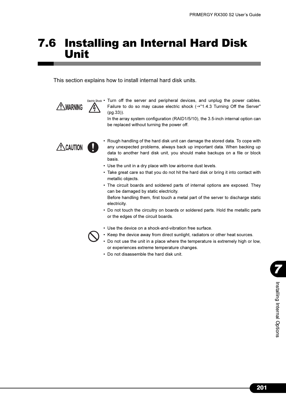 6 installing an internal hard disk unit | Primera Technology Fujitsu Tape Drive RX300 S2 User Manual | Page 201 / 311