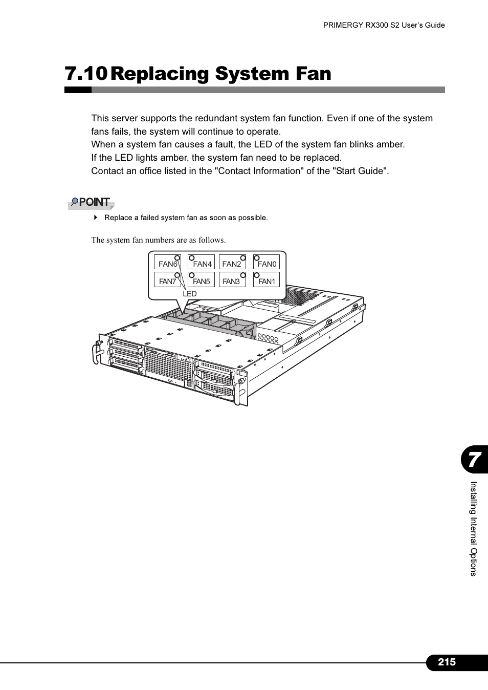 10 replacing system fan, 10replacing system fan | Primera Technology Fujitsu Tape Drive RX300 S2 User Manual | Page 215 / 311