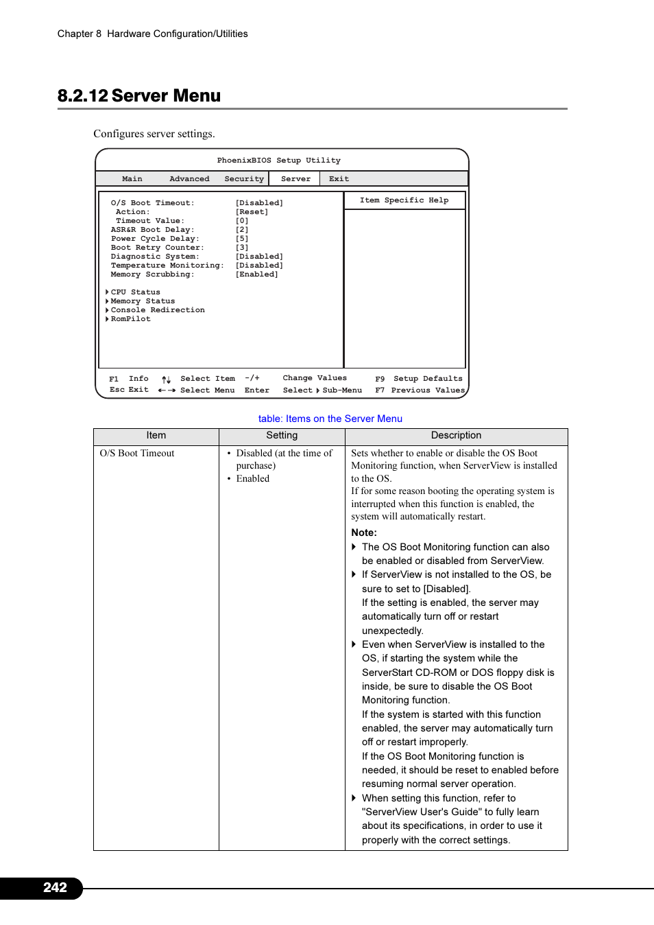 12 server menu | Primera Technology Fujitsu Tape Drive RX300 S2 User Manual | Page 242 / 311