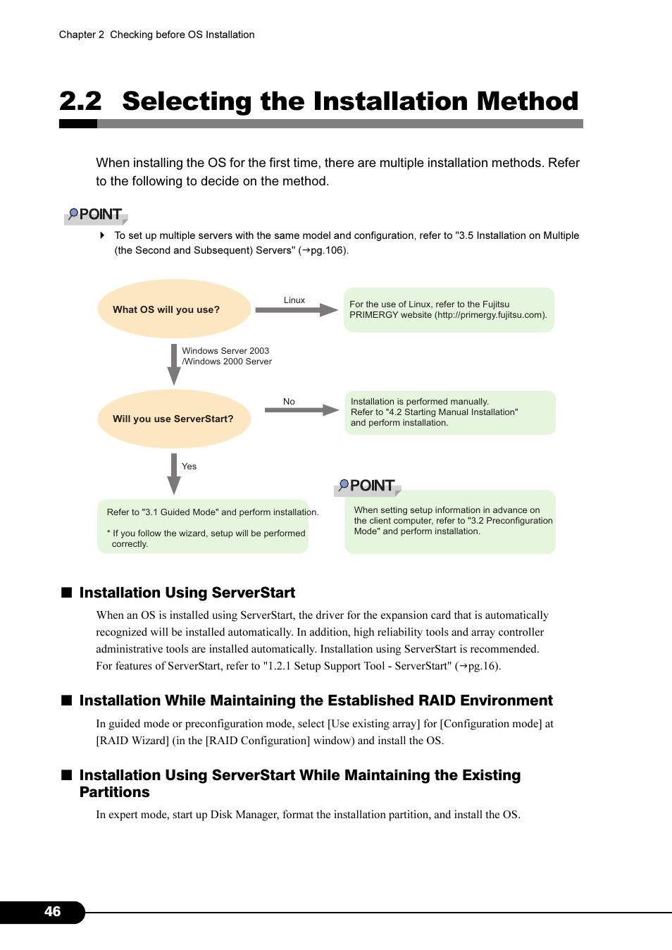 2 selecting the installation method, Installation using serverstart | Primera Technology Fujitsu Tape Drive RX300 S2 User Manual | Page 46 / 311