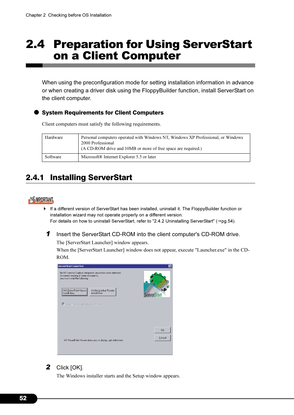 1 installing serverstart | Primera Technology Fujitsu Tape Drive RX300 S2 User Manual | Page 52 / 311
