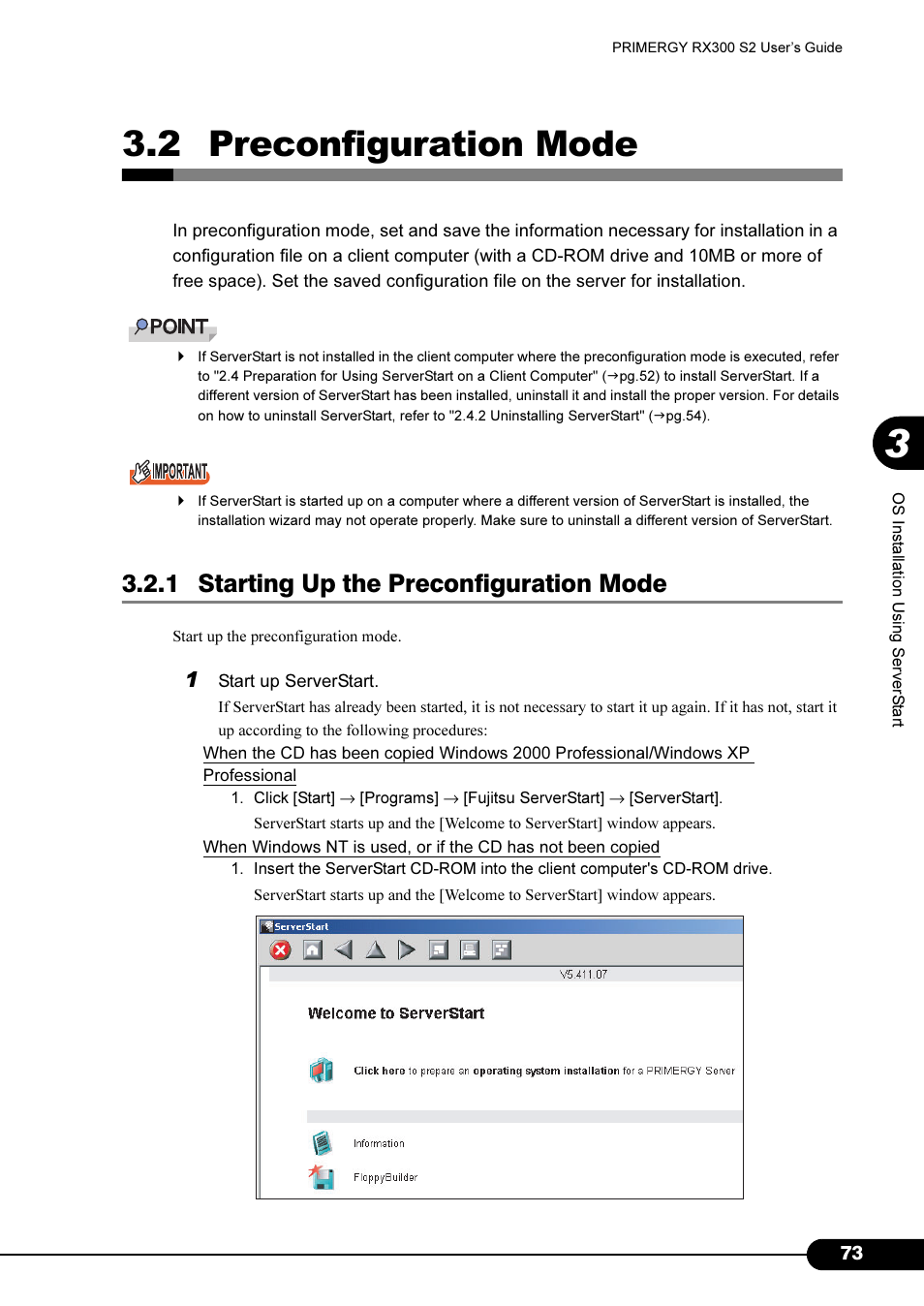 2 preconfiguration mode, 1 starting up the preconfiguration mode | Primera Technology Fujitsu Tape Drive RX300 S2 User Manual | Page 73 / 311