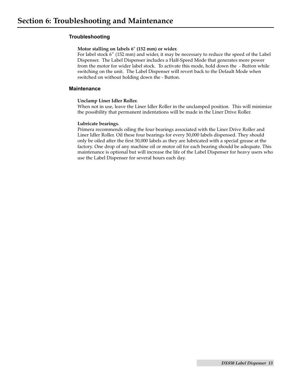 Primera Technology LABEL DISPENSER DX850 User Manual | Page 13 / 16