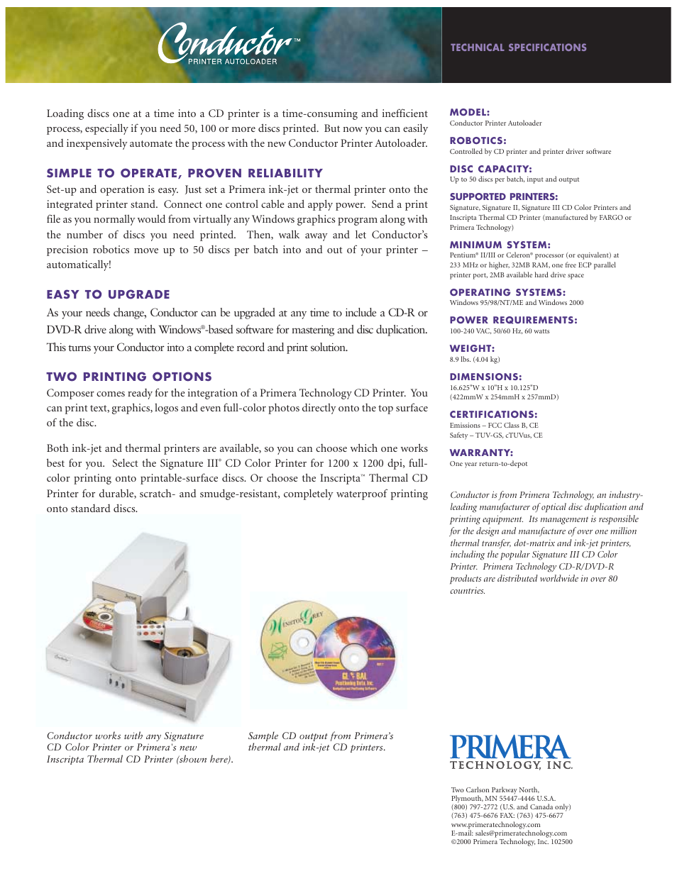 Primera Technology Conductor Printer User Manual | Page 2 / 2