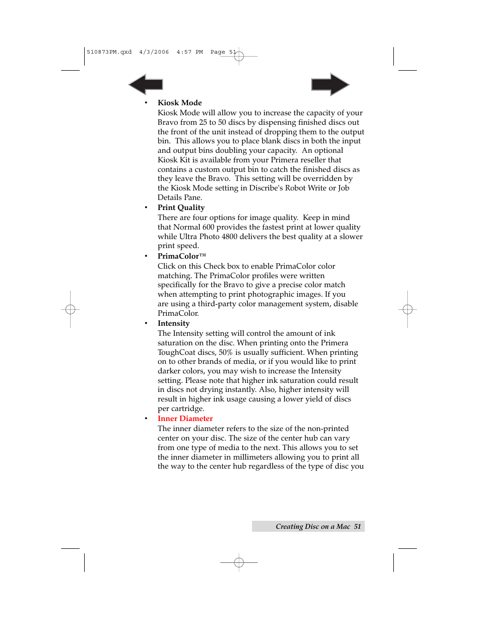 Primera Technology Primera Bravo Automated Opitcal Disc Duplication & Printing System II User Manual | Page 55 / 72