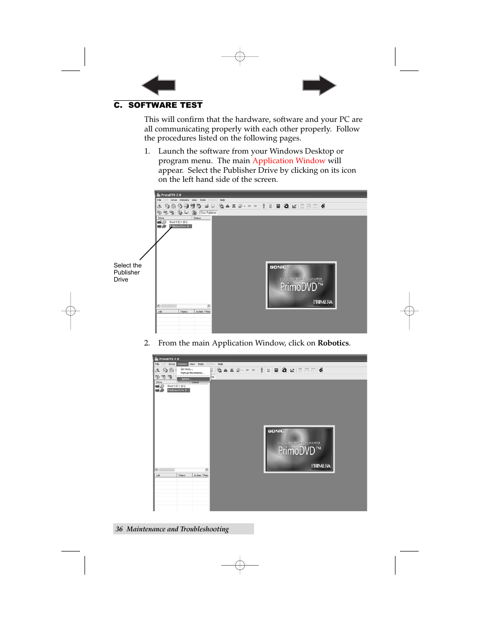 C. software test | Primera Technology II User Manual | Page 40 / 48
