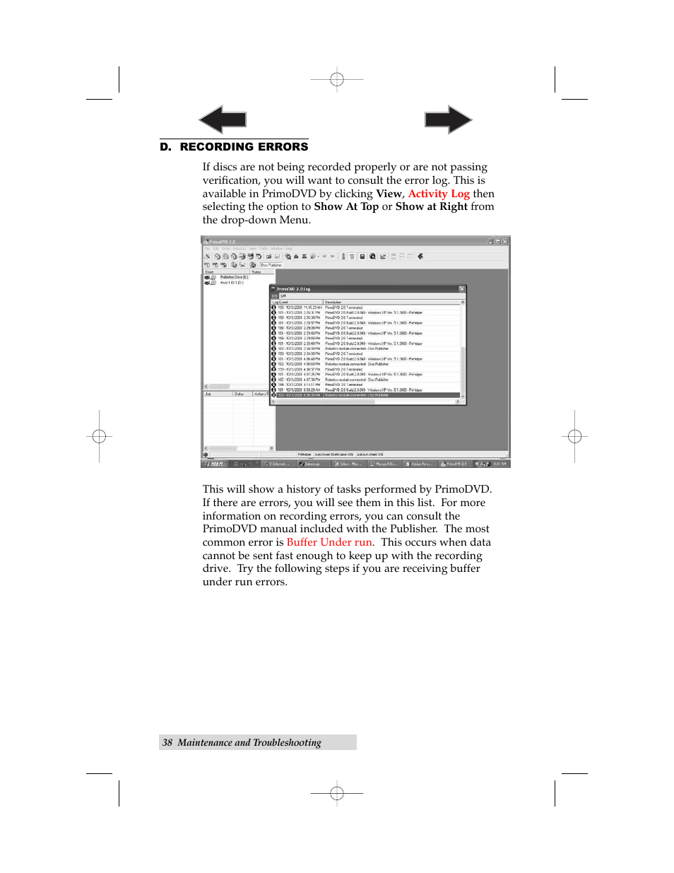 D. recording errors | Primera Technology II User Manual | Page 42 / 48
