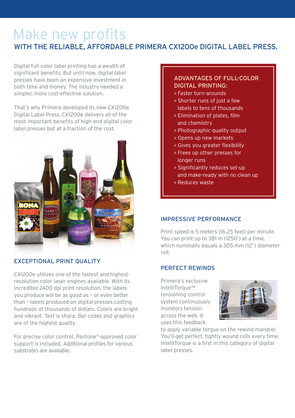 Make new proﬁts | Primera Technology Digital Color Label Press CX1200e User Manual | Page 2 / 8