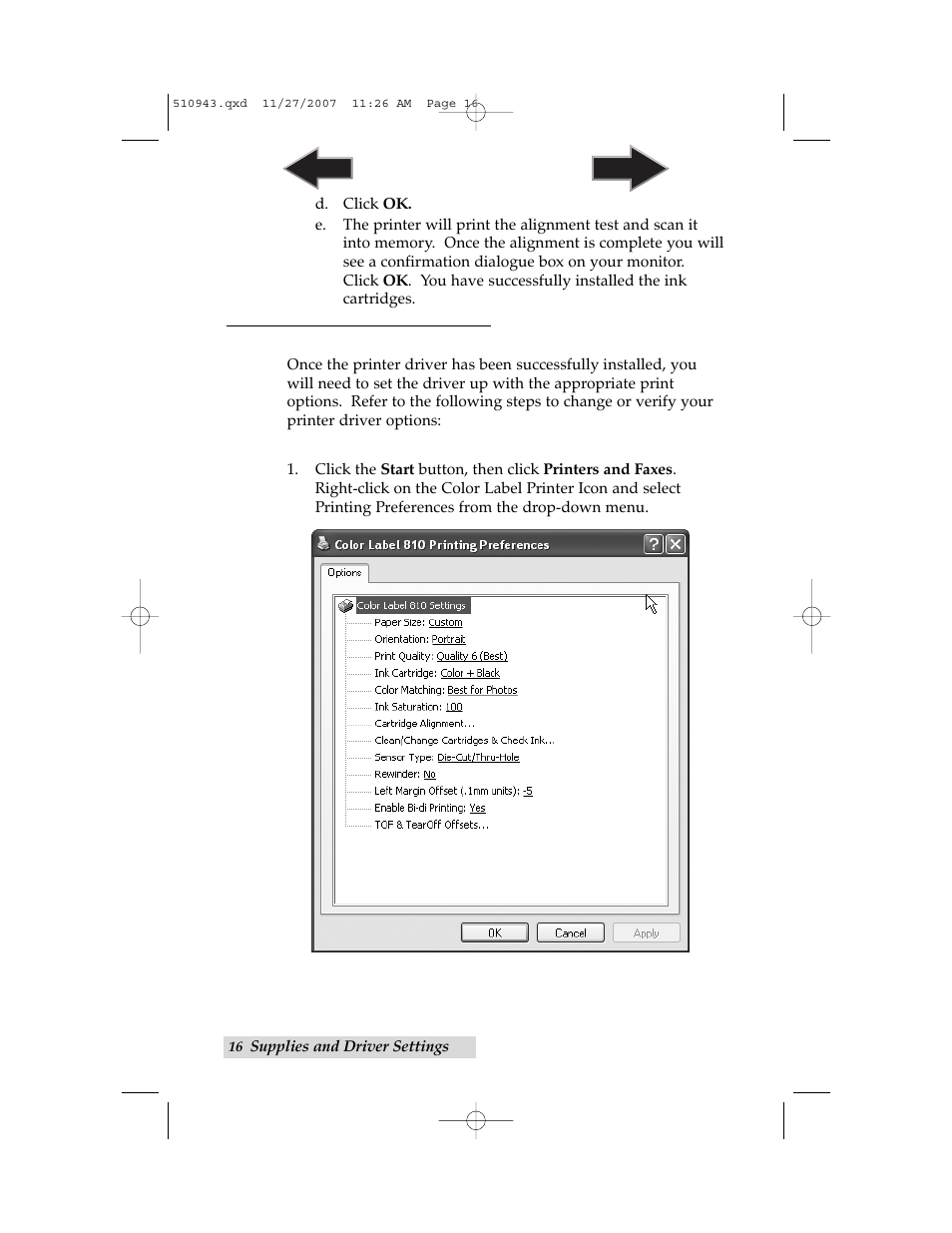 D. printer driver settings | Primera Technology LX810 User Manual | Page 20 / 56