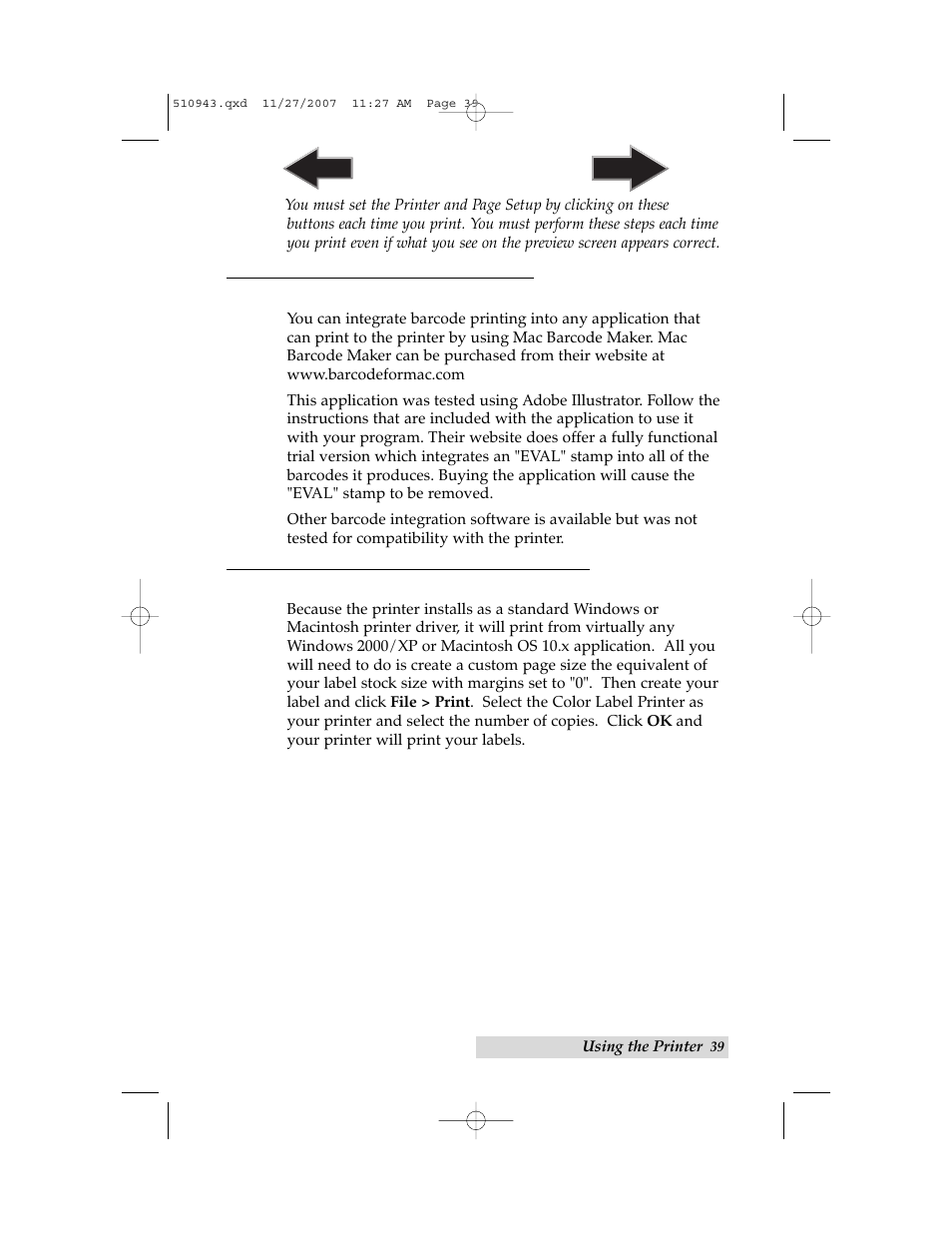 D. creating barcodes on a mac, E. printing from other applications | Primera Technology LX810 User Manual | Page 43 / 56
