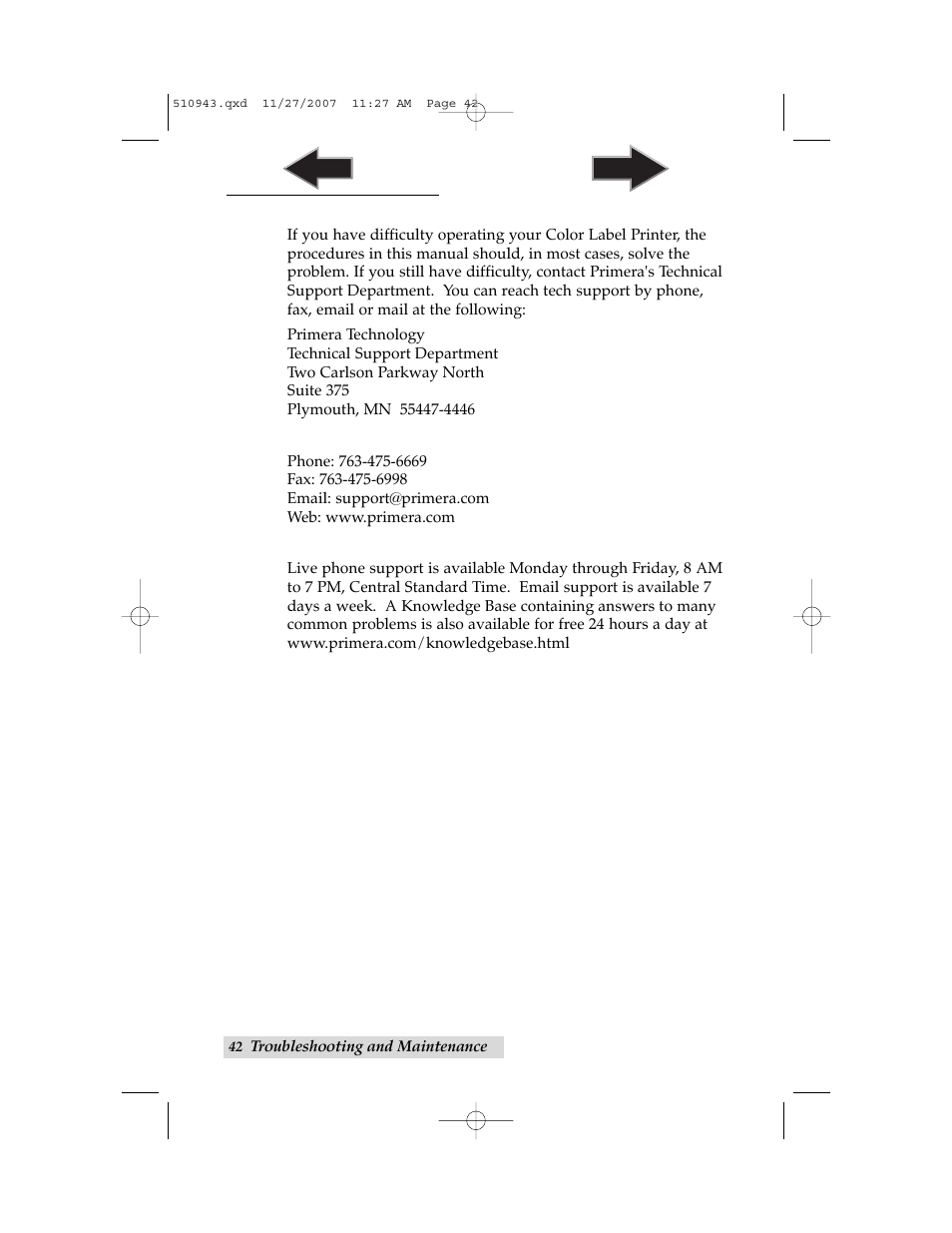 D. technical support | Primera Technology LX810 User Manual | Page 46 / 56