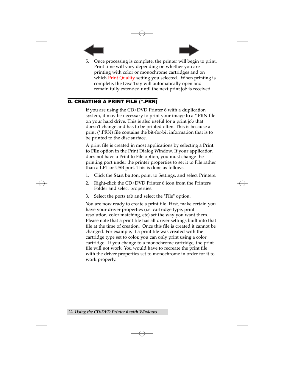 D. creating a print file (*.prn) | Primera Technology 6 User Manual | Page 26 / 36