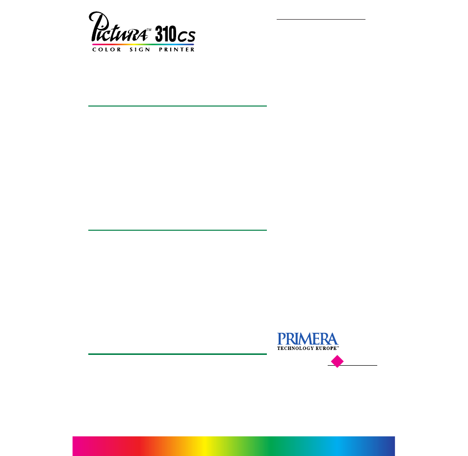 Advanced technology at an affordable price | Primera Technology Pictura 310cs User Manual | Page 2 / 2