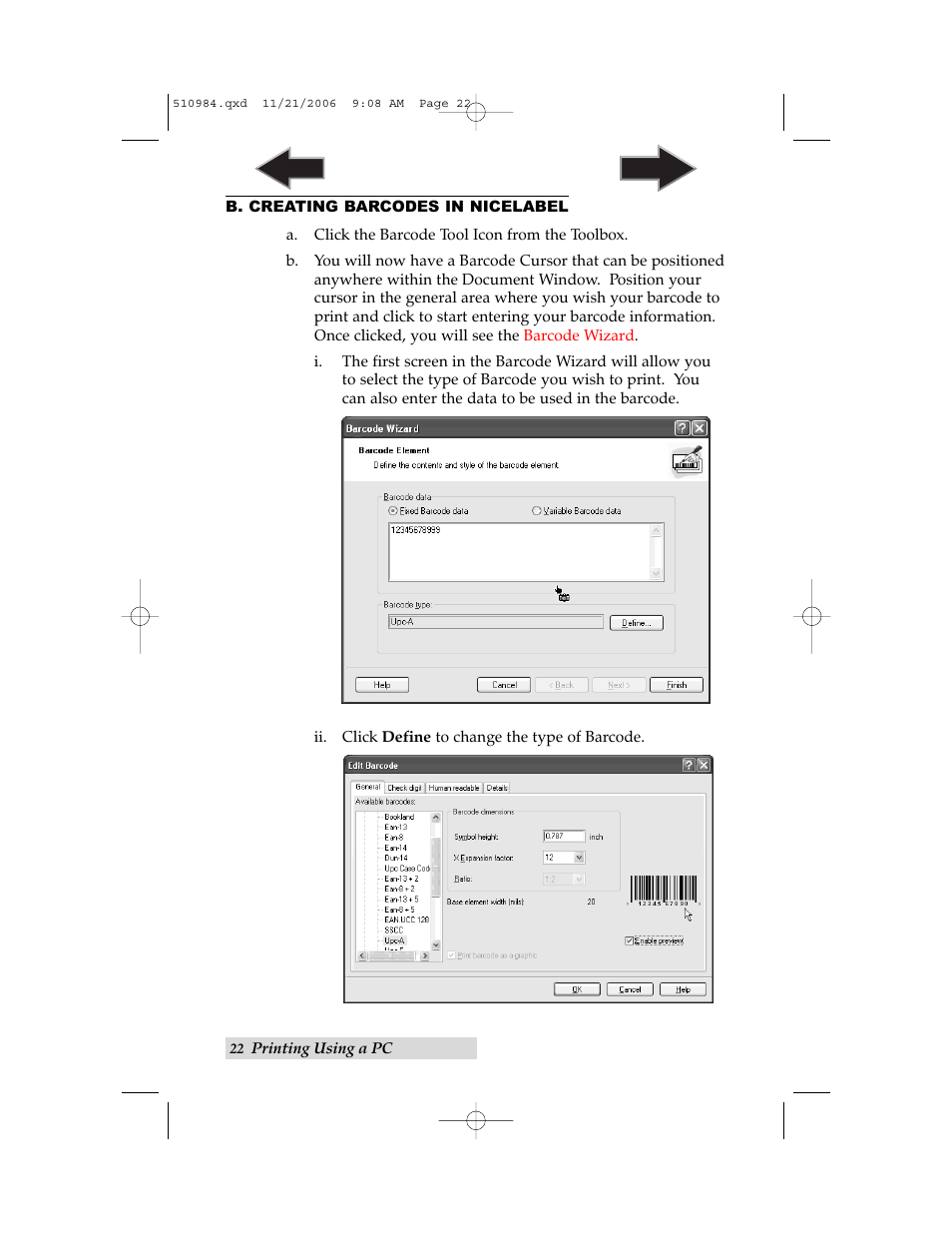B. creating barcodes in nicelabel | Primera Technology LX400 User Manual | Page 26 / 58