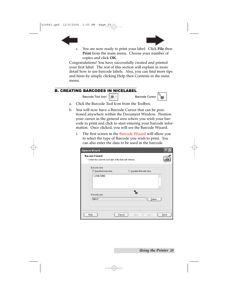 B. creating barcodes in nicelabel | Primera Technology LX 810 User Manual | Page 33 / 52