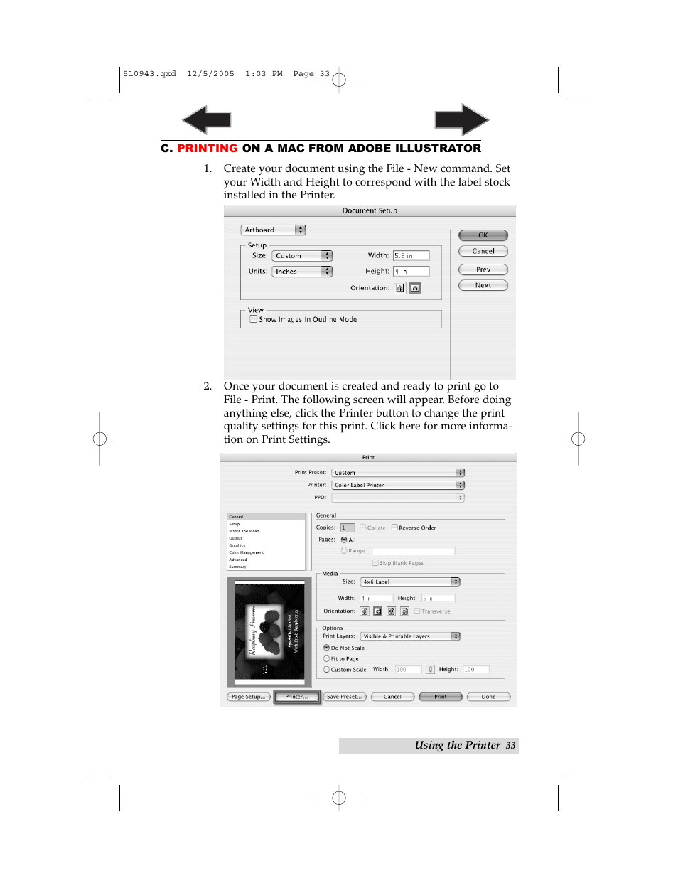 C. printing on a mac from adobe illustrator | Primera Technology LX 810 User Manual | Page 37 / 52