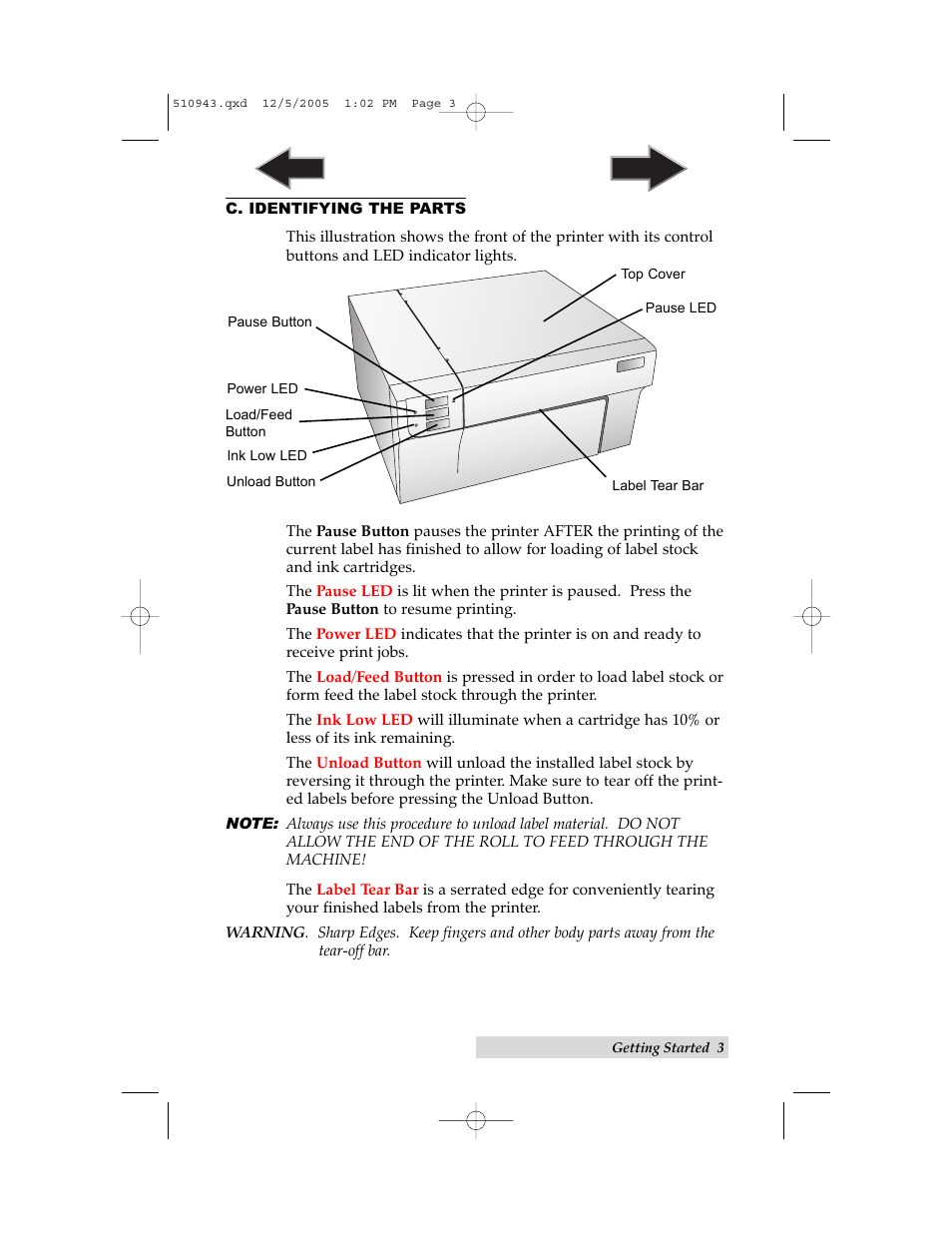 C. identifying the parts | Primera Technology LX 810 User Manual | Page 7 / 52