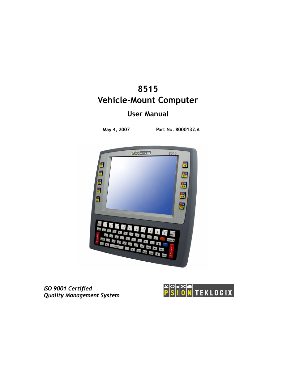 Psion Teklogix Vehicle-Mount Computer 8515 User Manual | 188 pages