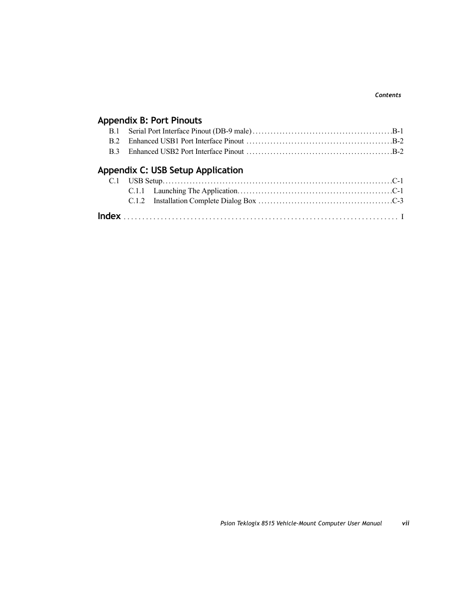 Psion Teklogix Vehicle-Mount Computer 8515 User Manual | Page 11 / 188