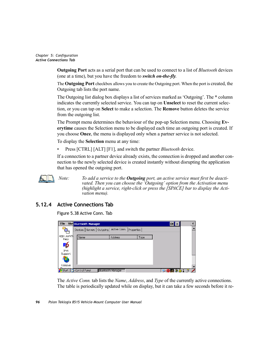 4 active connections tab | Psion Teklogix Vehicle-Mount Computer 8515 User Manual | Page 116 / 188