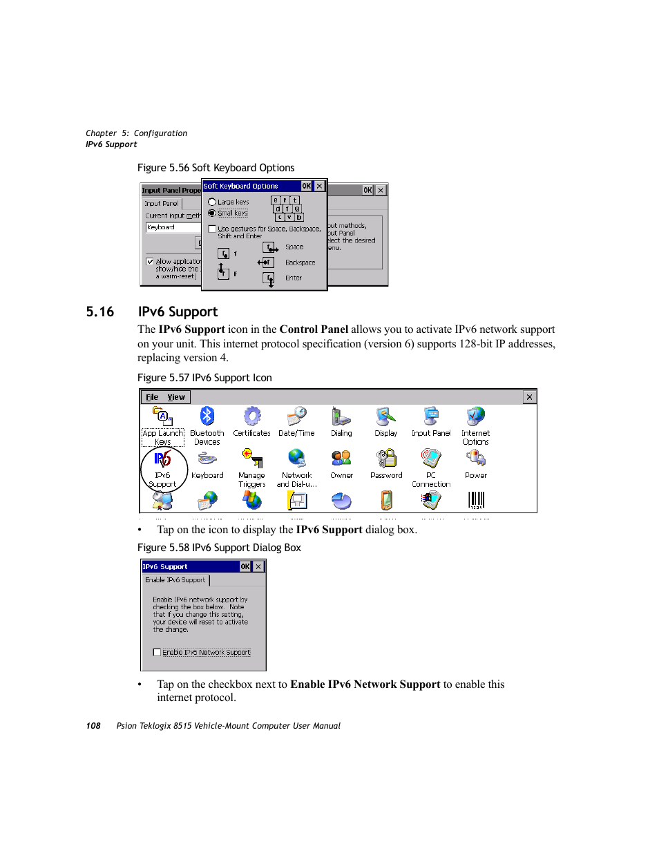 16 ipv6 support | Psion Teklogix Vehicle-Mount Computer 8515 User Manual | Page 128 / 188